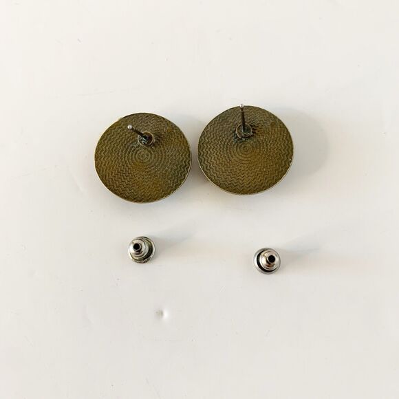 VTG Celestial Moon & Stars Circle Mixed Metal Earrings Pierced Stud Earrings - Picture 5 of 5